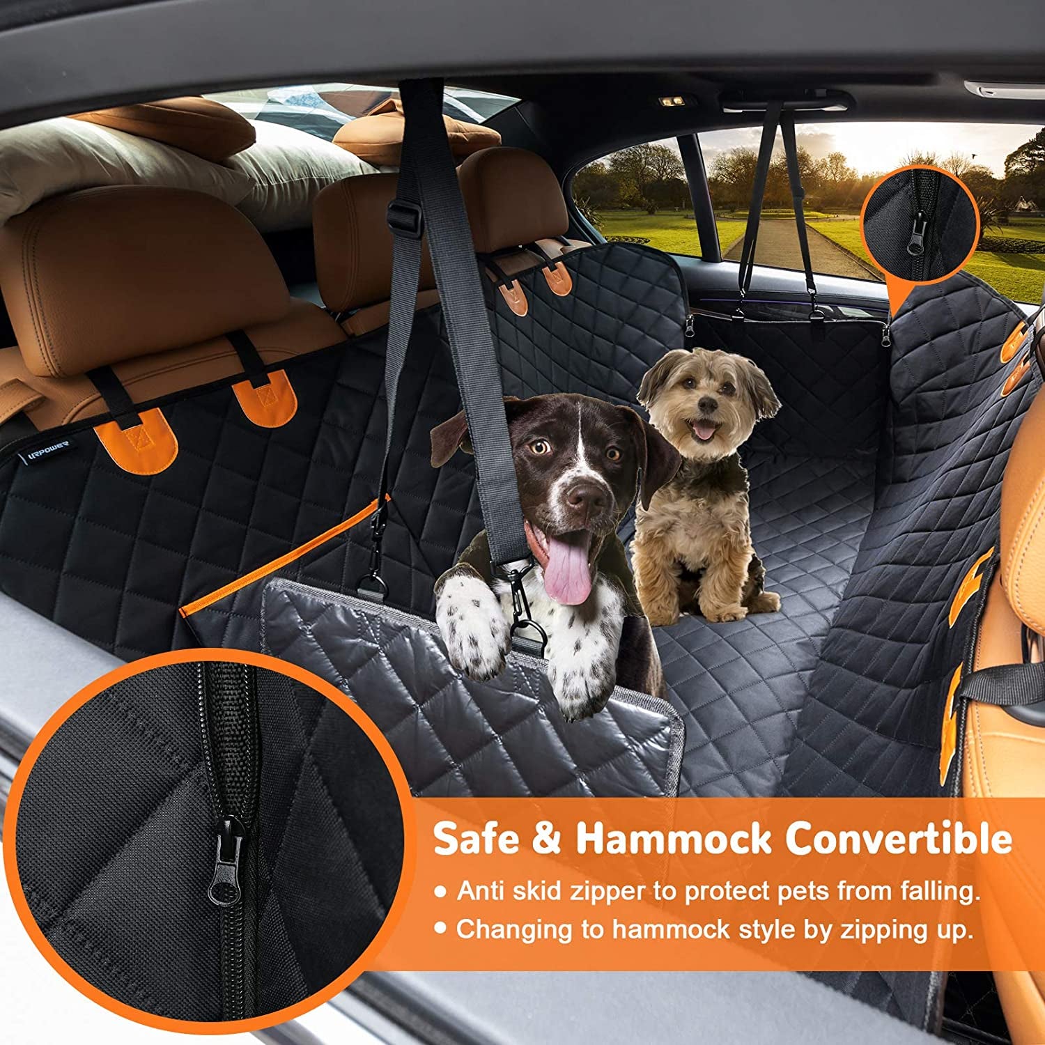 Professional title: "Waterproof Dog Seat Cover for Cars, Trucks, and SUVs - Heavy Duty, Scratch Proof, Non-slip, and Durable Pet Back Seat Protection"